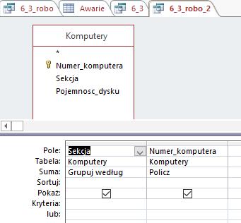 Informatyka 19 Kwerenda pomocnicza 2 zliczająca liczbę