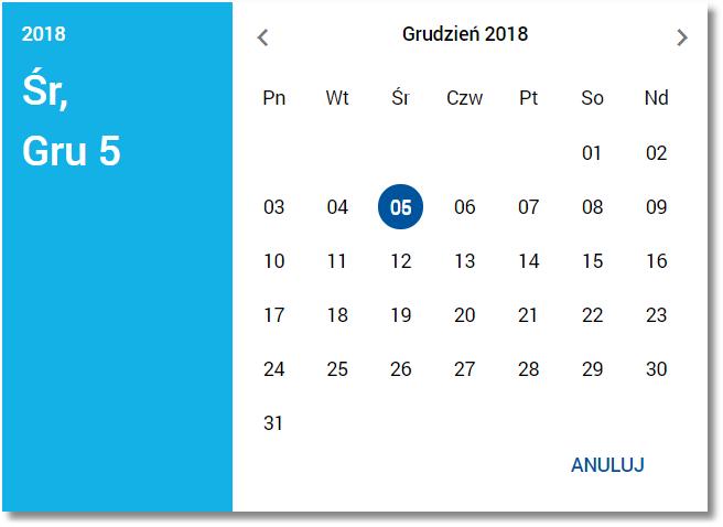 Rozdział 5. Przeglądanie przelewów Po wyborze daty z kalendarza zostaje ona wstawiona do pola na formularzu (w formacie DD.MM.RRRR). Wyszukiwanie wymaga wybrania przycisku [FILTRUJ].