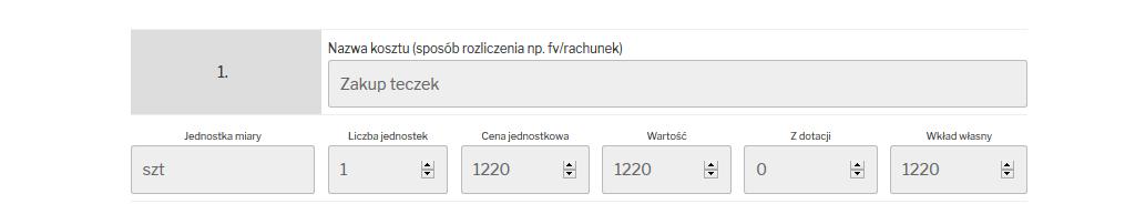 Pole liczbowe W przypadku pól liczbowych należy uzupełniać je tylko cyframi w jednym ciągu, bez oddzielania spacjami w przypadku liczb dziesiętnych stosować należy przecinek, (Rys. 5.) Rys. 5. Pola liczbowe.