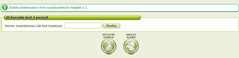 10. Komunikaty informacyjne - zdublowano komunikaty informacyjne wyświetlane podczas operacji wypożyczania. Obecnie będą wyświetlane również na dole ekranu nad polem do wczytywania kodów. 11.