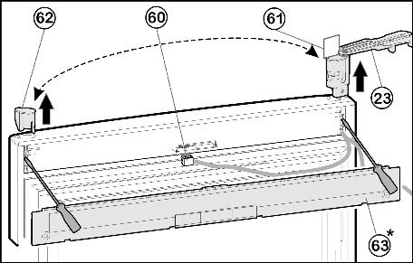 8 Przekładanie połączenia przewodów (górne drzwi) 4.3.6 Przekładanie uchwytów u Przenieść zacisk sprężynowy Fig. 9 (71): Zatrzask przycisnąć w dół, przy tym zdjąć zacisk sprężynowy.