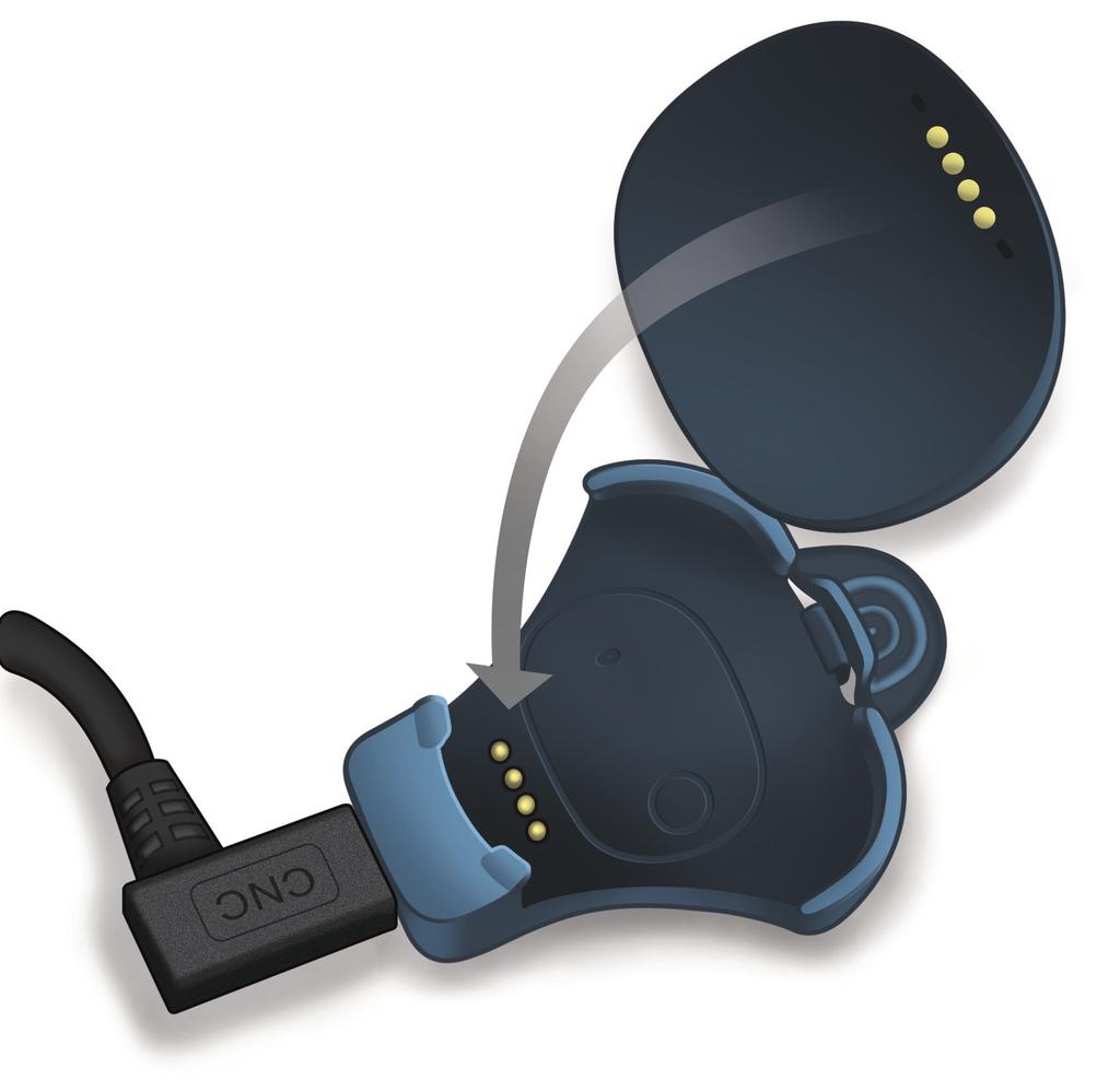 com Bezprzewodowe połączenie z Internetem Inteligentny nadajnik Eversense XL Podłącz końcówkę micro USB kabla do stacji dokującej w porcie USB.