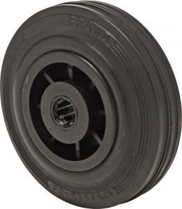WPPM Tworzywowe koło z bieżnikiem z czarnej gumy z czarnym półelastycznym bieżnikiem gumowym Tworzywowe koło z bieżnikiem z czarnej gumy z łożyskami igiełkowymi. Temperatura pracy: -0 C / + C.