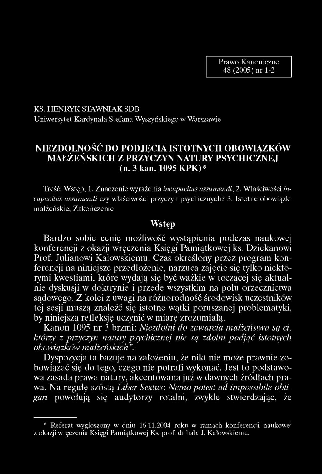 Prawo Kanoniczne 48 (2005) nr 1-2 KS.