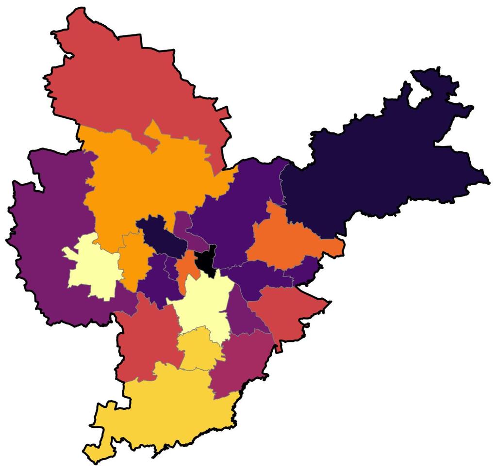 Wskaźnik Rozwoju Terytorialnego subregion centralny Powiat pozycja (NG) pozycja (SR) pozycja (P) pozycja (RO) Katowice 3 2 4 2 Gliwice 1 4 9 12 pszczyński 6 5 5 5 Tychy 4 7 12 11 Zabrze 9 12 10 13