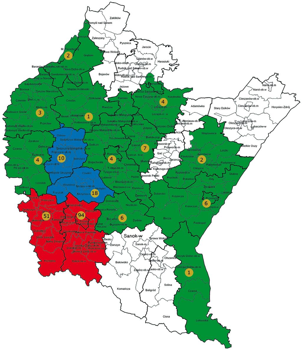 27 Ryc. 3. Liczba przypadków wścieklizny w województwie podkarpackim w 2012 r.