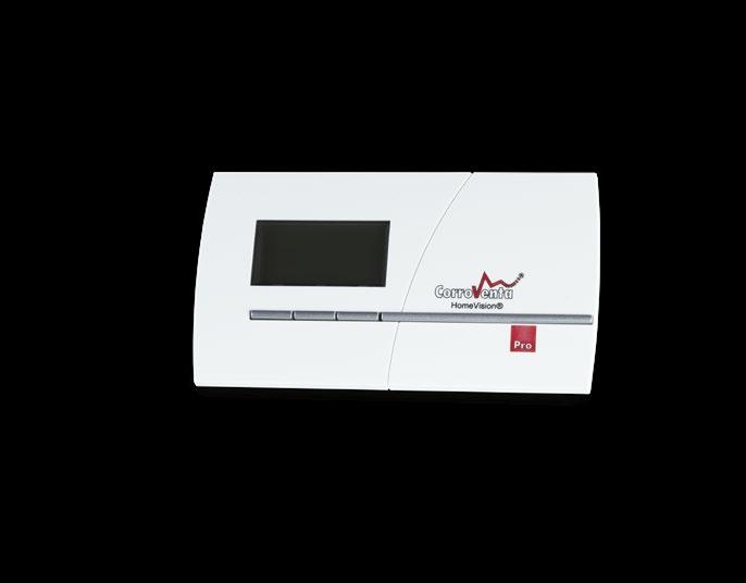 HOMEVISION LITE Panel sterowania w wersji Lite wyświetla między innymi temperaturę i wilgotność powietrza w pustce podpodłogowej, pobierając dane z higrostatu.