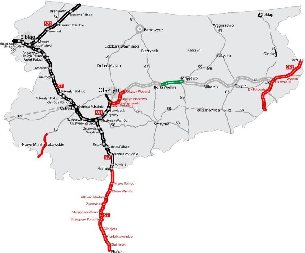 Inwestycje drogowe realizowane przez GDDKiA O/Olsztyn Inwestycje: zrealizowane w realizacji w przetargu w przygotowaniu w realizacji