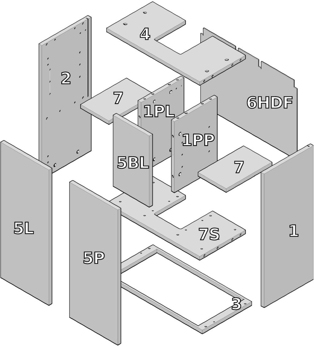 Szafka 1 4 Nr Wymiar Nazwa 1PL 425x260 Przegroda pionowa 1PP 425x260 Przegroda pionowa 1 698x300 Bok prawy 2 698x300 Bok lewy 3