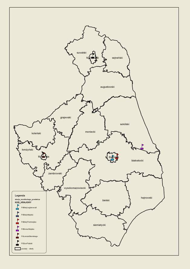 Mapa Lokalizacja stacji monitoringu