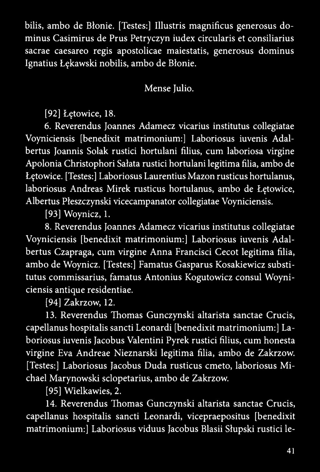 Christophori Sałata rustici hortulani legitima filia, ambo de Łętowice.