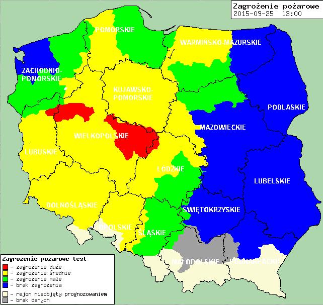 stacjach WIOŚ w Warszawie Skala