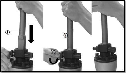 Podczas pracy urządzenie należy trzymać w obydwu rękach, zarówno za rękojeść jak i za uchwyt przedni. 3.2. Montowanie narzędzi w uchwycie HEX.