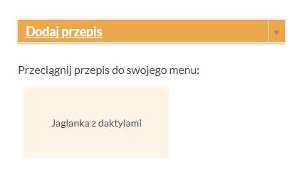 Dolne menu zakładki Twoje menu Dodaj rodzaj posiłku