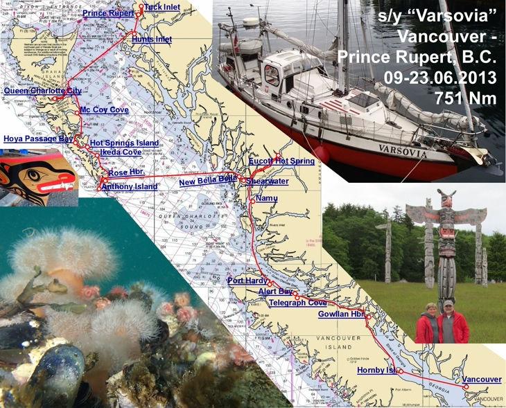 Najczęściej na moim jachcie żegluję samotnie, ale tym razem na odcinku z Vancouver do Prince Rupert, (751 Mm) miałem załogę.