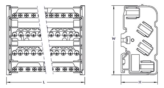 6 x 1,5-16 / 2 x 10-35 1 x 10-50 9 x 1,5-16 / 4 x 10-35 Napięcie znamionowe AC / DC (V) 500 500 500 500 500 Prąd znamionowy (A) 100 125 125 160 160 Szerokość / Wysokość / Długość (mm) 97 / 52 / 71 97