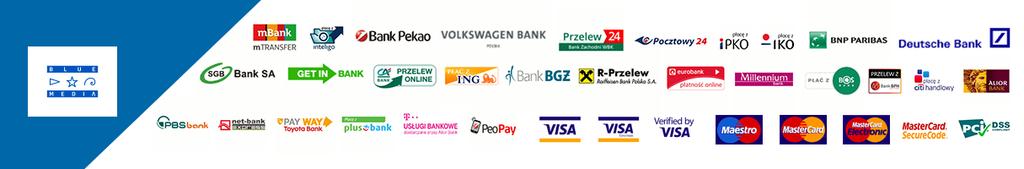 możliwość płatności kartąmi Visa, Visa Electron. MasterCard, MasterCard Electronic, Maestro. 9.