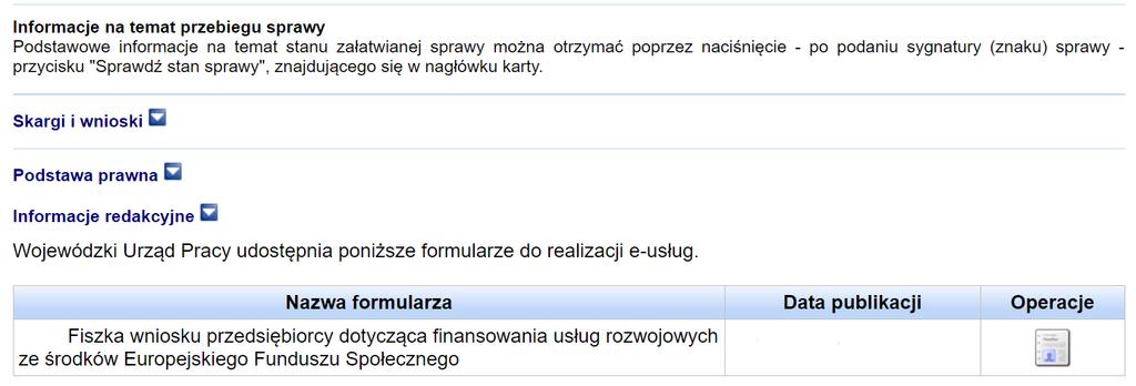 UWAGA istnieją operatorzy, którzy prowadzą więcej projektów np.: Fundusz Górnośląski S.A, każdy z tych projektów ma odrębną fiszkę.