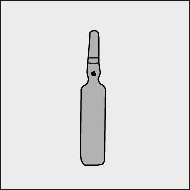 - Aby otworzyć ampułkę należy trzymać ją pionowo, w obu dłoniach, kolorową kropką do siebie patrz rysunek 2.