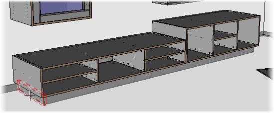 Wstaw cokół o kodzie 80x10 używając funkcji Wood > Wyciągnięty komponent.