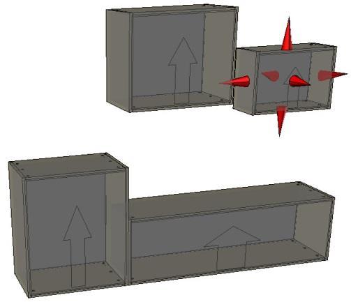 mogą być stworzone z prostokątnych bloków: szafy, drzwi, półki Komponent korpusu szafy,