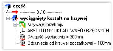 To oznacza, że Długości wyciągania, jak i odsunięcie od krzywej początkowej są mierzone pomiędzy blokami. By zmodyfikować obiekt bez zmiany innych, parametr musi zostać zastąpiony.