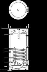 Wymienniki wody użytkowej i ciepła / Wymienniki pionowe c.w.u. Wymiennik pionowy ciepłej wody użytkowej z wężownicą spiralną - BAKS Wymiennik c.w.u. BAKS przeznaczony jest do podgrzewania i przechowywania ciepłej wody użytkowej.