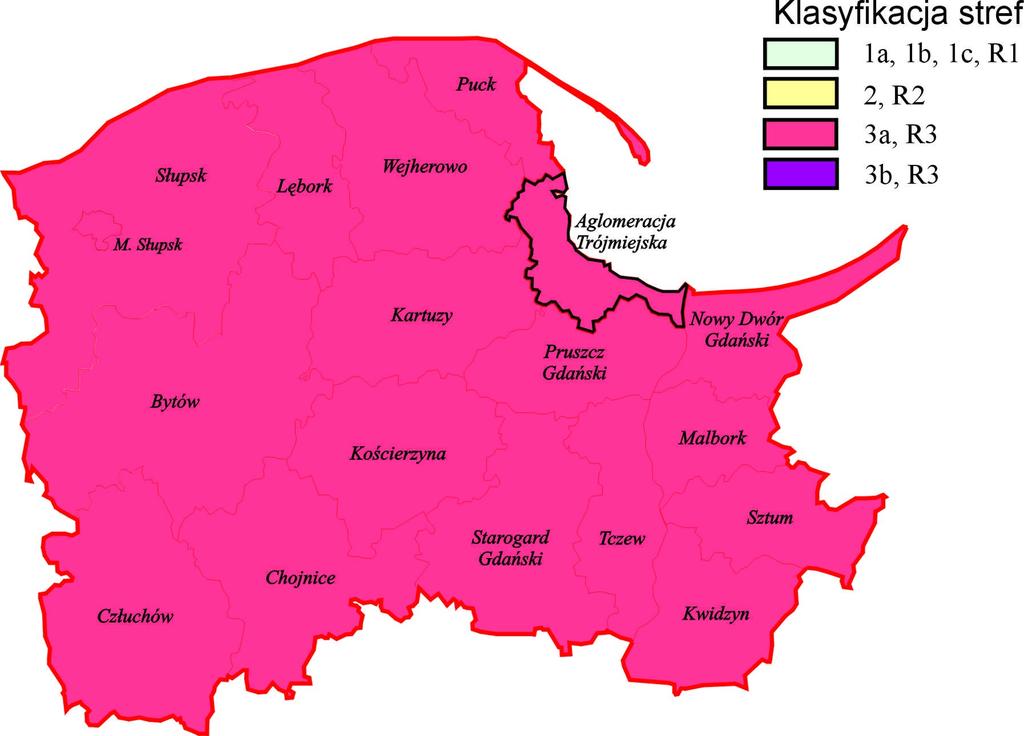 Mapa 4.7. Klasyfikacja stref dla ozonu cel ochrona zdrowia.