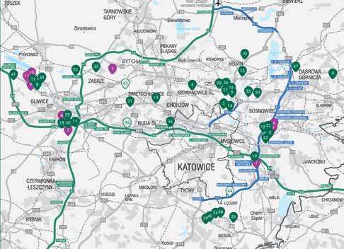 POLAND INDUSTRIAL DESTINATIONS GÓRNY ŚLĄSK MAPA LOKALIZACJI WYBRANE PRZEMYSŁOWE I LOGISTYCZNE PARKI Wybrane istniejące parki 1. 7R Beskid Park 2. 7R Beskid Park II 3. 7R Park Sosnowiec 4.