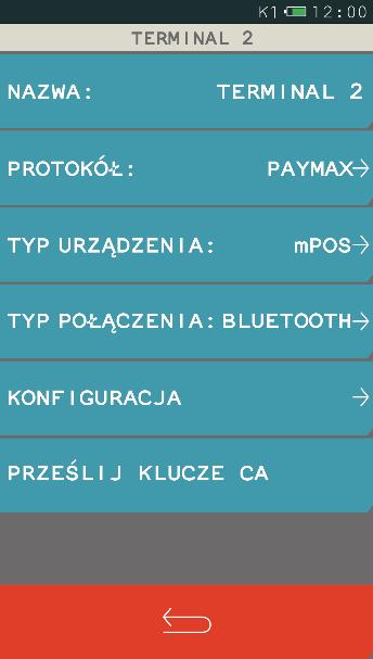 Konfiguracja kasy do współpracy z terminalem zbliżeniowym mpos PAYMAX BLUEPAD-50 Wybór odpowiednich parametrów terminala Ustawienie dodatkowych parametrów (zgodne z parametrami danego terminala