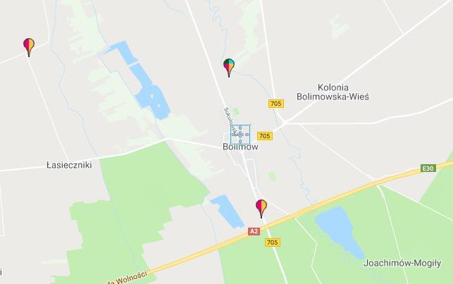 Rysunek 12. Operatorzy sieci GSM na terenie Gminy Bolimów BADANIA PEM Źródło: Mapa nadajników GSM, UMTS, CDMA w Polsce, http://beta.btsearch.