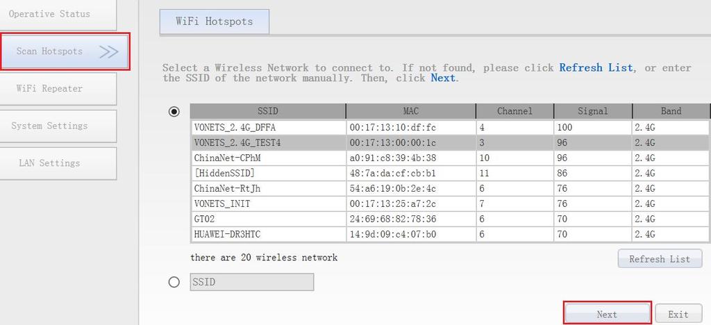 4) Wprowadź hasło w rubryce Source wireless hotspot