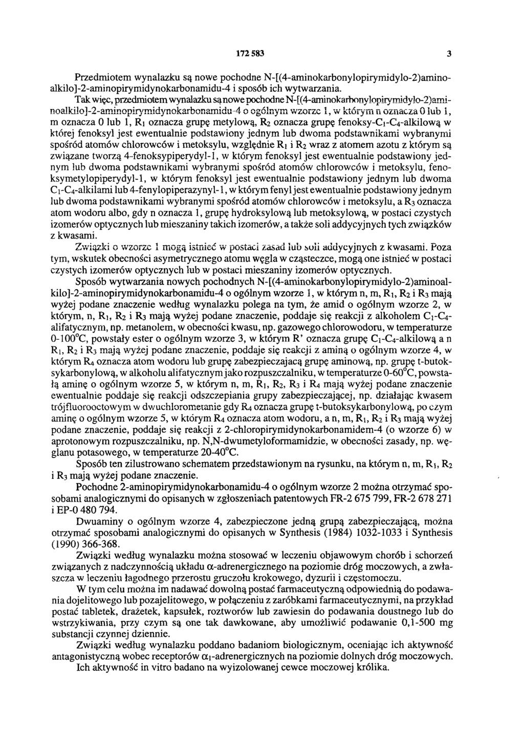 172 583 3 Przedmiotem wynalazku są nowe pochodne N-[(4-aminokarbonylopirymidylo-2)aminoalkilo]-2-aminopirymidynokarbonamidu-4 i sposób ich wytwarzania.