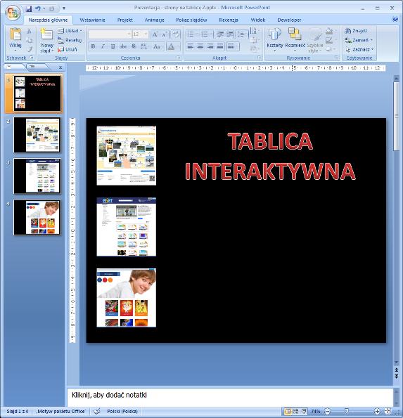 8. TYTUŁ wstaw na pierwszy slajd napis TABLICA INTERAKTYWNA Wstawianie - WordArt 9.