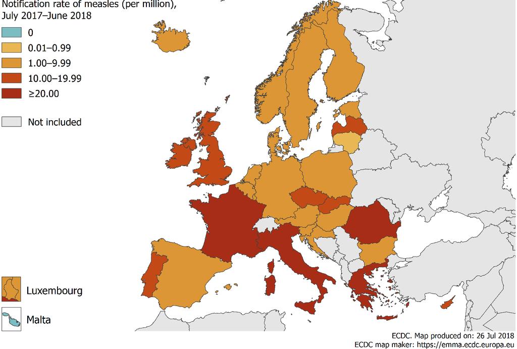 Every month, ECDC reports on European measles and rubella surveillance data.