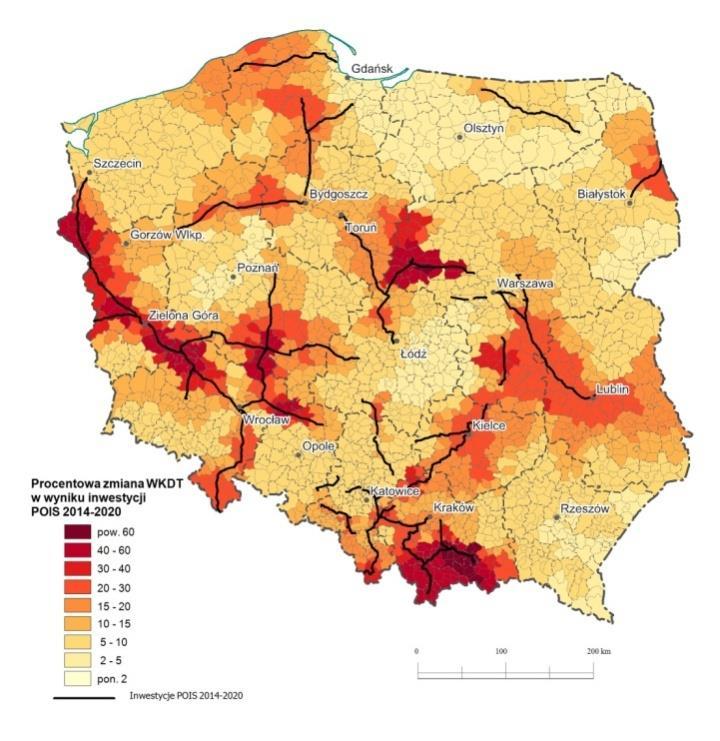 2014-2020 2007-2013 Głównym źródłem poprawy dostępności będzie POIS 2014-2020.