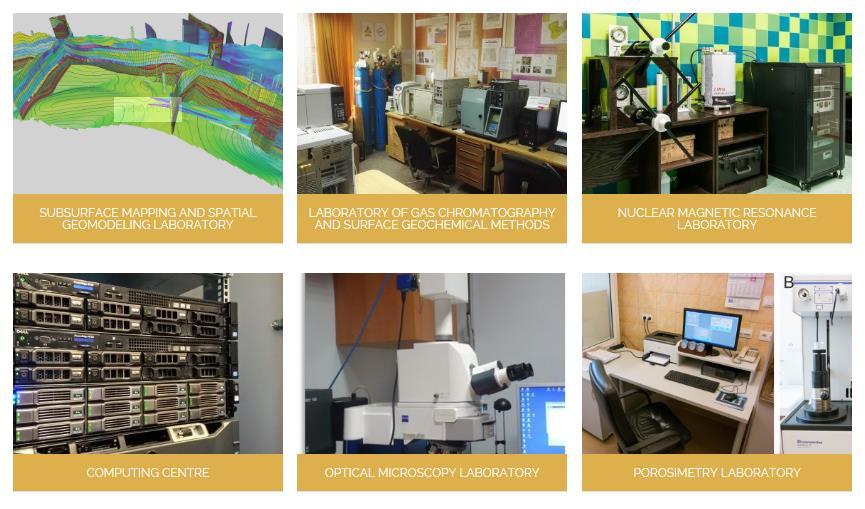 Department of Fossil Fuels - laboratories Katedra Surowców Energetycznych laboratoria Pracownia Kartografii Wgłębnej i Przestrzennych Modelowań Geologicznych Laboratorium Chromatografii Gazowej