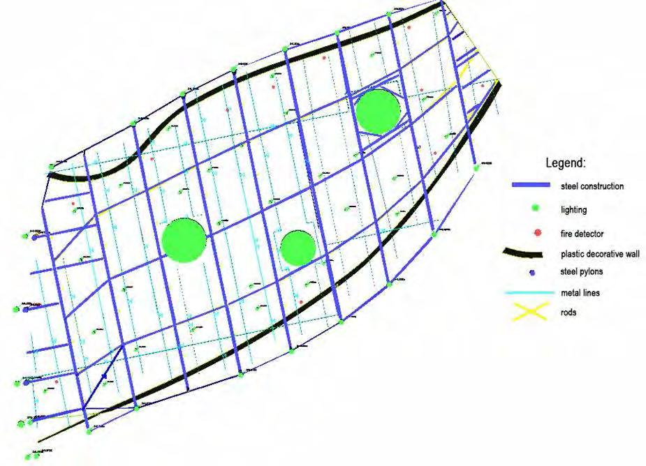 Widok z góry cyfrowego modelu konstrukcji stropu The accuracy control of the 3D model obtained from laser scanning can be carried out on the basis of control measures, eg coordinates of details,