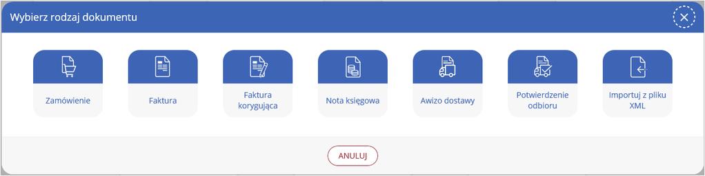 Rysunek 2 Wybór rodzaju dokumentu 5.2 Następnie wypełniamy dane podstawowe (rysunek 3) 5.2.1 Numer faktury: Numer faktury Dostawcy W tym polu wprowadzamy numer wg zasad przejętych w systemie księgowości Dostawcy 5.