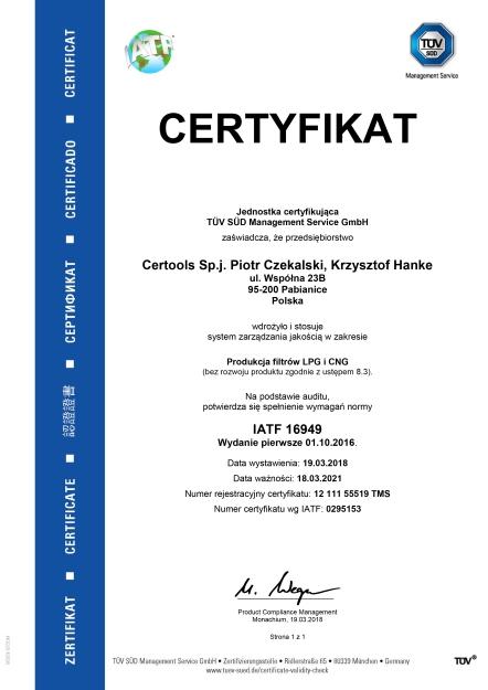 ISO 9001:2015 ISO 14001:2015 IATF 16949 Zakres