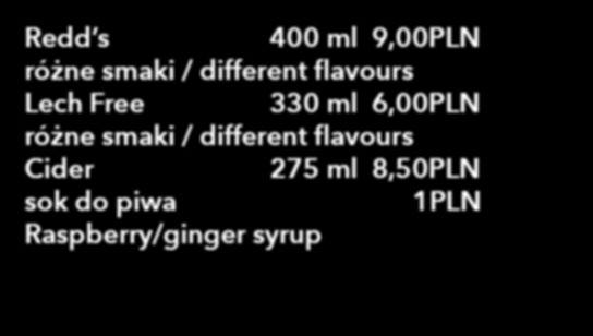 7,00PLN 500 ml 60,00PLN Żubrówka 25 ml 4,00PLN 50 ml 7,00PLN 500 ml 60,00PLN