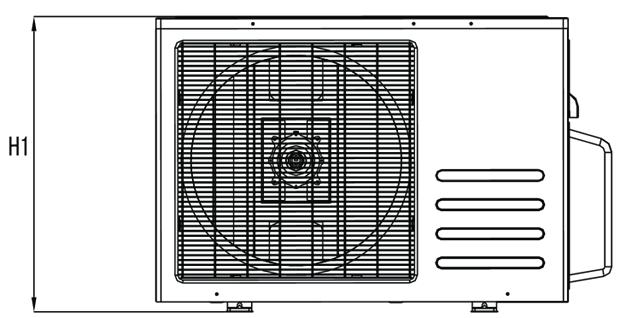 Wymiary agregatów MULTI *dane techniczne dotyczą modeli na czynnik R32 (-HDR4), R410a (-HDR1) W2 L2 Agregaty MULTI INVERTER: C2OU-18HDR1 / C3OU-27HDR1 / C4OU-36HDR1 /