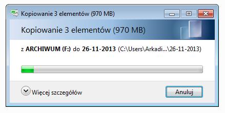 Zajętość pamięci na karcie jest stała, tzn. nie zależy od ilości zarejestrowanych zdarzeń i wynosi około 970 MB.