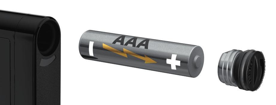 3 Przygotowanie do działania Wkładanie baterii 1/11: Włożyć nową baterię alkaliczną typu AAA (LR03).