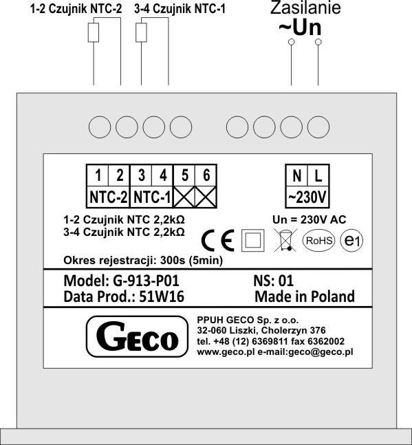 INSTRUKCJA UŻYTKOWNIKA G-913-P01 STRONA 5 Rys 1. Schemat podłączenia rejestratora G-913-P01 5.