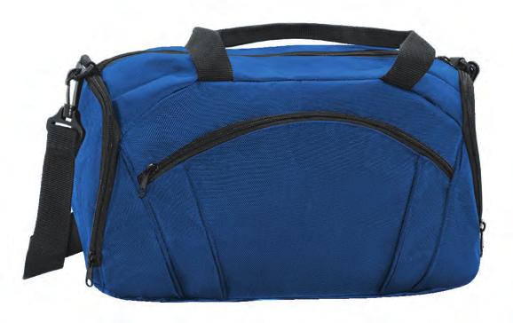 Z przodu duża kieszeń zapinana na suwak. Boki wzmocnione gąbką. Sports bag with two side pockets. Front with a zip pocket.