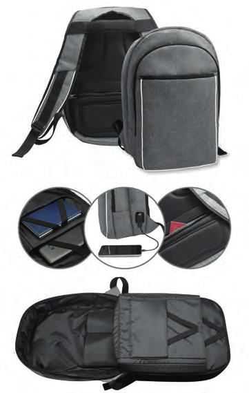 The main compartment of the backpack has a pocket for a laptop and tablet. Additional reflective elements.