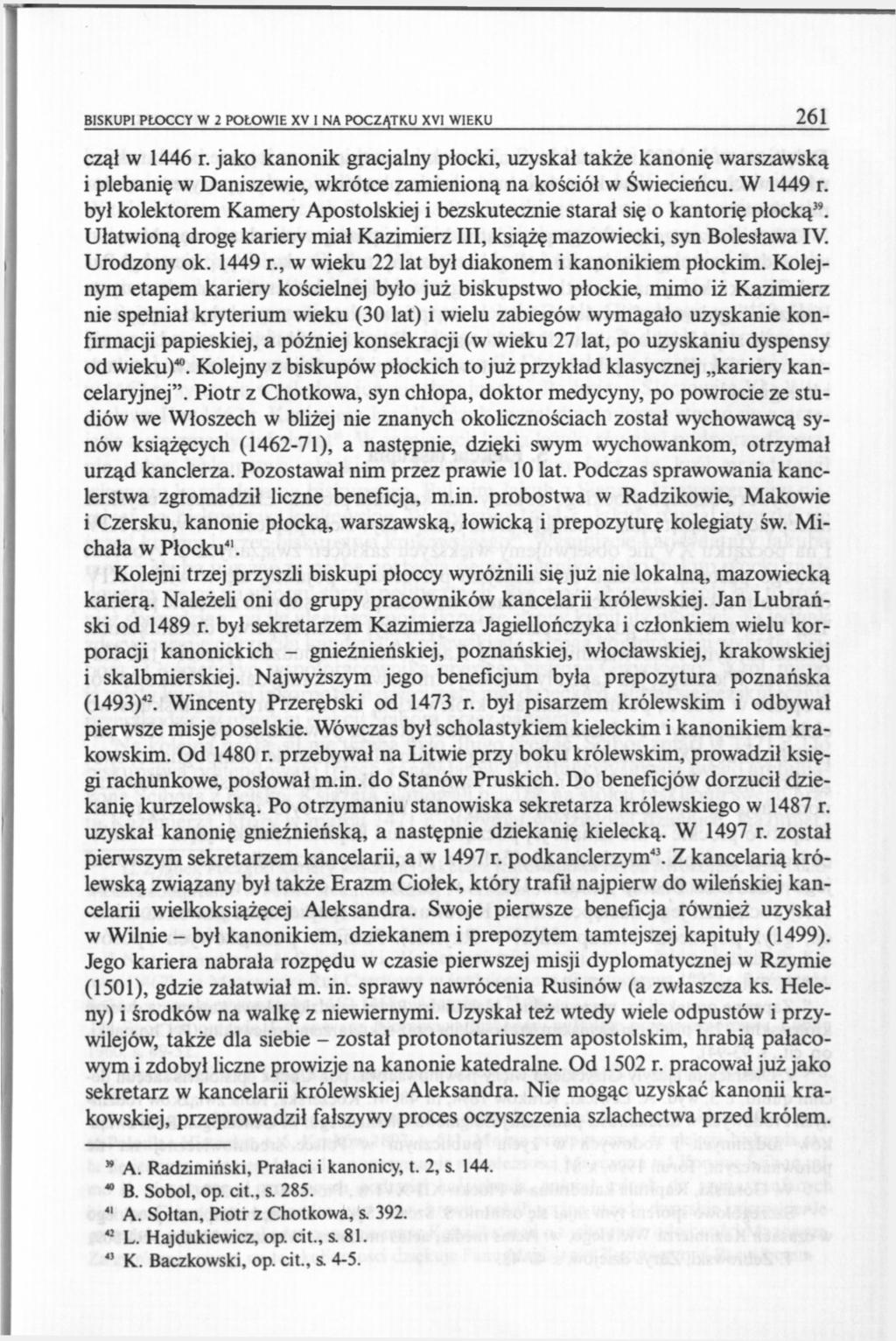 BISKUPI PŁOCCY W 2 POŁOWIE XV 1 NA POCZĄTKU XVI WIEKU 261 czął w 1446 r.