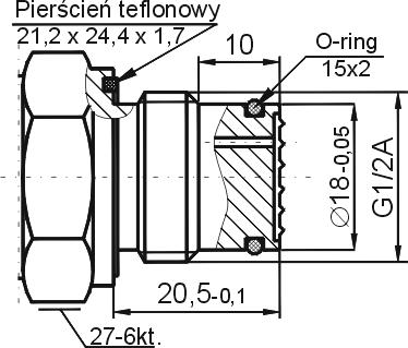 Rys. 8.10. Przyłącze z membraną czołową typu CG1/2 z gwintem G1/2" Rys. 8.11. Pierścień do współpracy z przyłączem typu CG1/2 z membraną czołową Rys. 8.12.