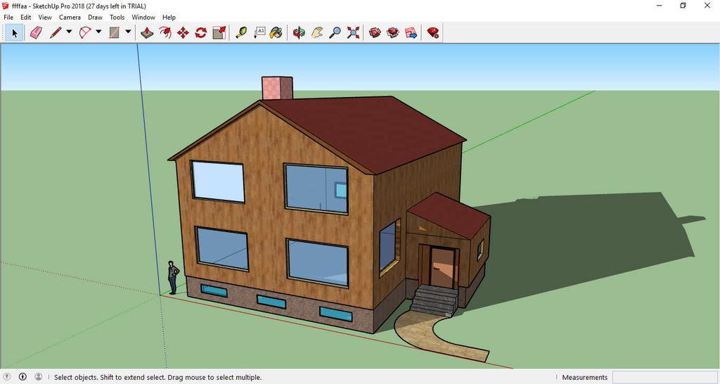 3. Modelowanie budynku 3D Do wykonania modelu budynku wykorzystany został program SketchUp, po